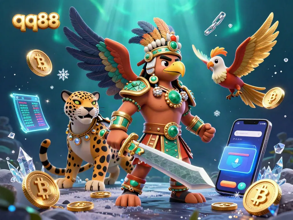 Experience the thrilling action of qq88 with vibrant Aztec warriors in a dynamic casino-themed scene.