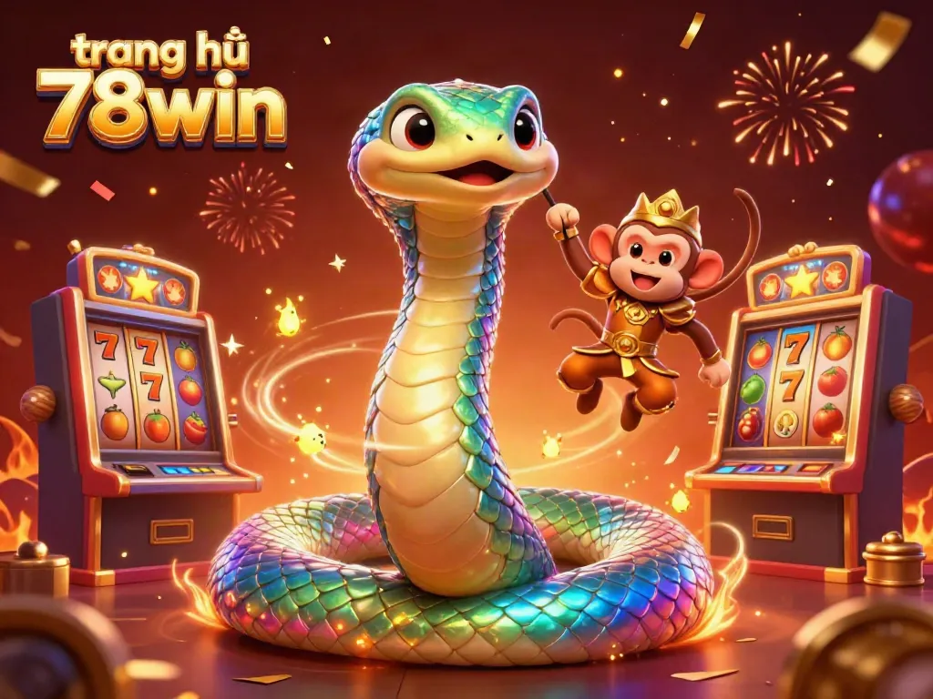 Experience the excitement of "trang chủ 78win" with vibrant 3D casino elements and magical characters in a festive setting.