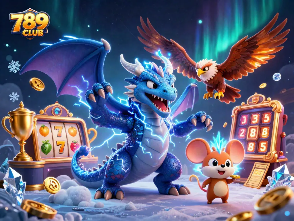 Engage in thrilling gameplay with 789CLUB, showcasing a dynamic 3D casino scene filled with exciting elements.
