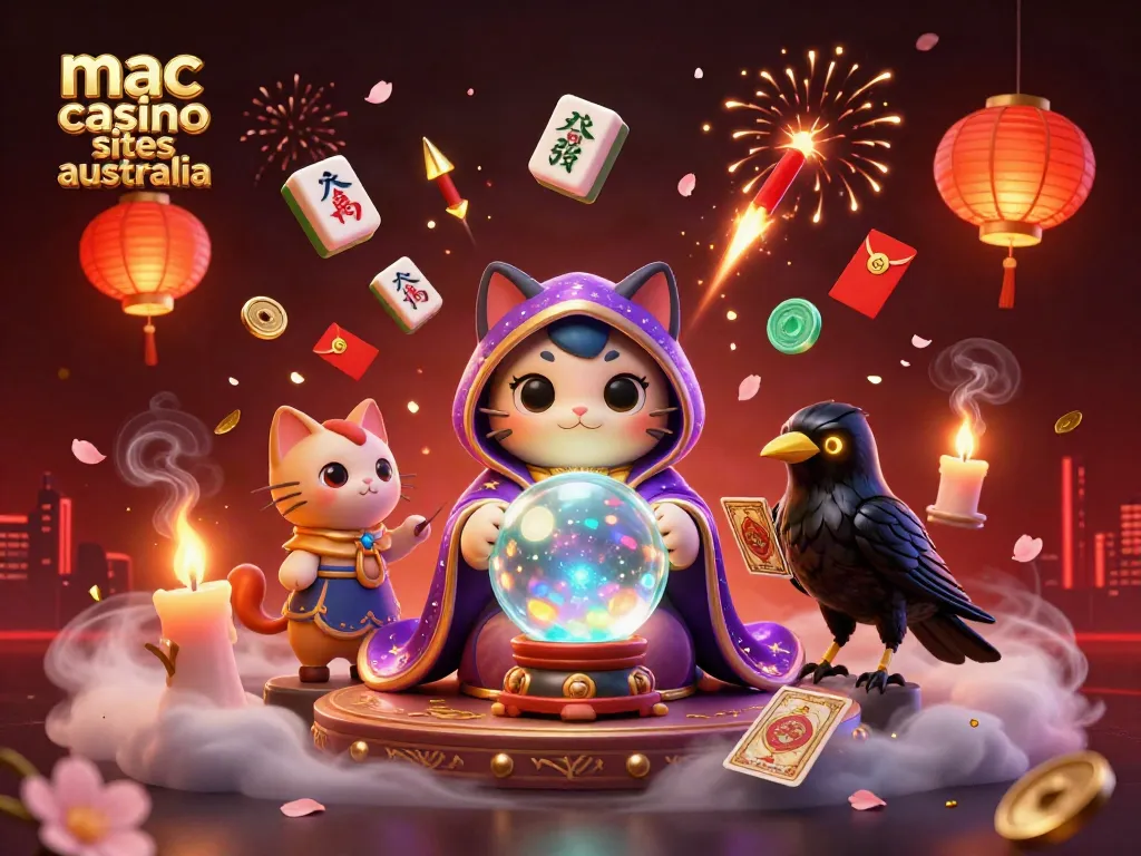 Experience the thrill of mac casino sites australia with our vibrant 3D fortune teller scene filled with casino elements.