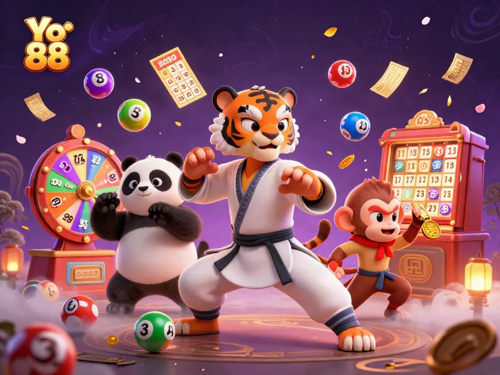 Engage with Yo 88's vibrant lottery scene showcasing fun and excitement with dynamic prizes.