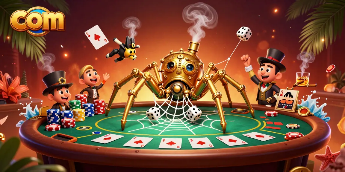Engage with thrilling poker action at com with a vibrant, detailed steampunk casino scene.