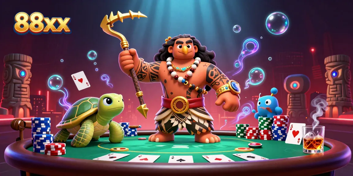 88xx players engaging in a vibrant poker scene, showcasing rich gameplay elements and dynamic characters.