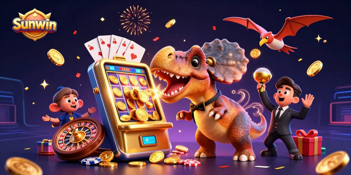 Watch Sunwin's pachycephalosaurus win big by headbutting a slot machine for golden coins.