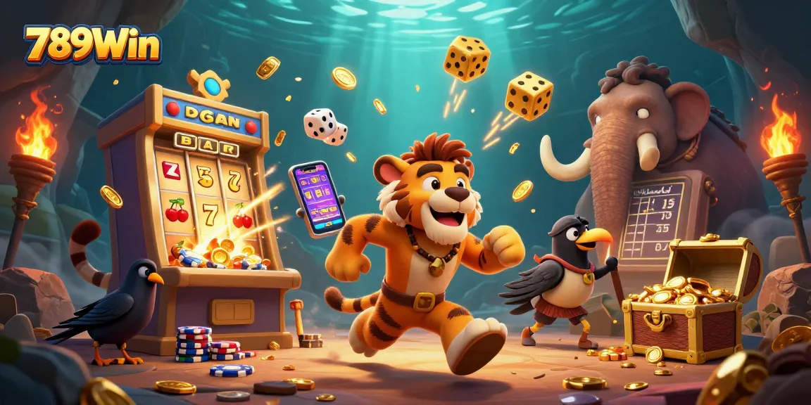 Join the action at 789Win with a thrilling 3D casino scene including slot machines and games.