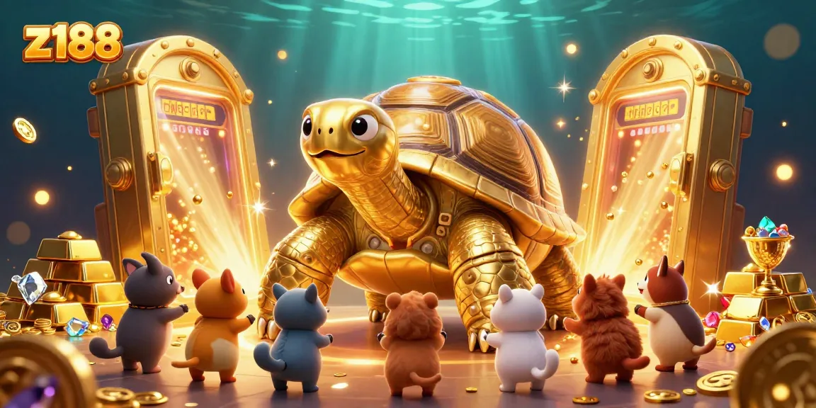 Experience the excitement of z188 with a treasure-themed 3D casino illustration featuring vibrant characters.
