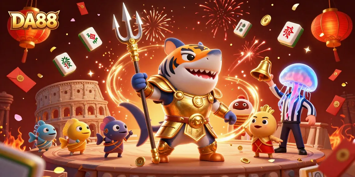 Experience the thrill of DA88 in a lively underwater gambling arena with vibrant characters and dynamic game elements.