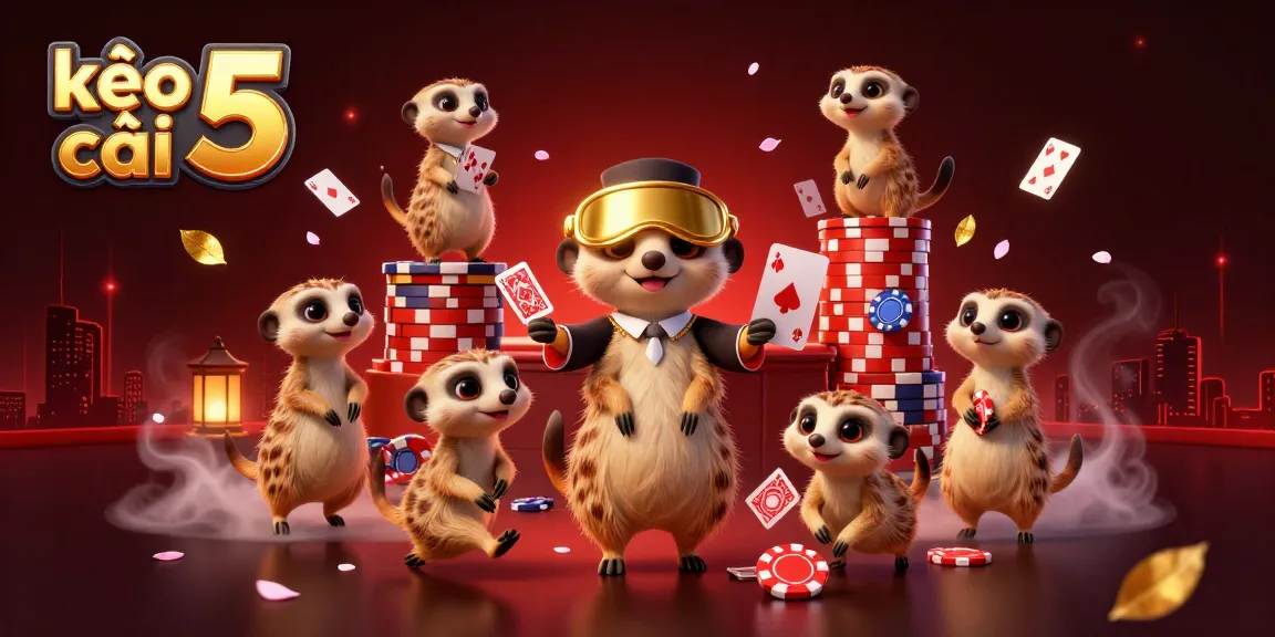 Experience thrilling gameplay with kèo nhà cái 5 in this vibrant casino scene featuring meerkats and dynamic betting elements.