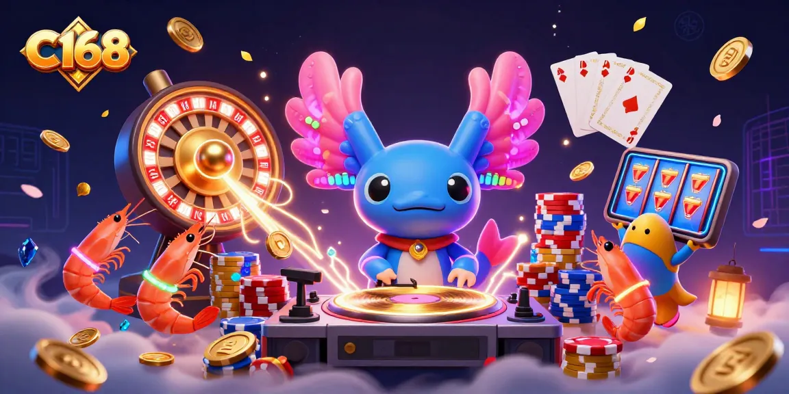 C168 captures the excitement of vibrant online gaming with dynamic characters and glowing casino elements