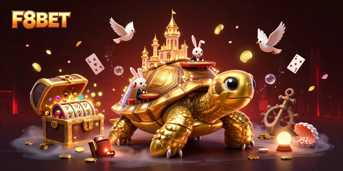 Experience thrilling entertainment at F8BET with a vibrant casino scene showcasing colorful games and characters.