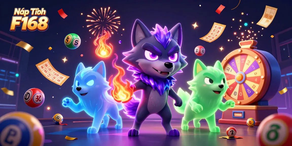 Nạp Tiền F168 showcases vibrant gameplay dynamics with colorful lottery elements and enchanting wolves.