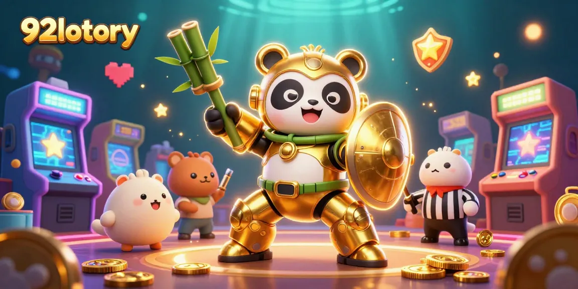 Experience the excitement of 92lottery with vibrant games and dynamic characters in a rich casino scene.