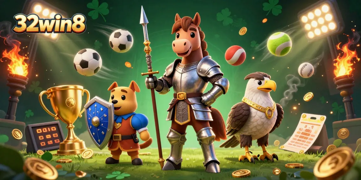 32win8 showcases thrilling sports betting with colorful 3D characters and vibrant gaming elements.