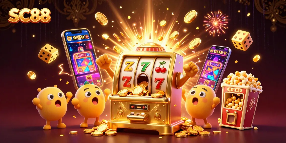 Experience jackpots with SC88 as the golden slot machine surprises everyone with a coin explosion.