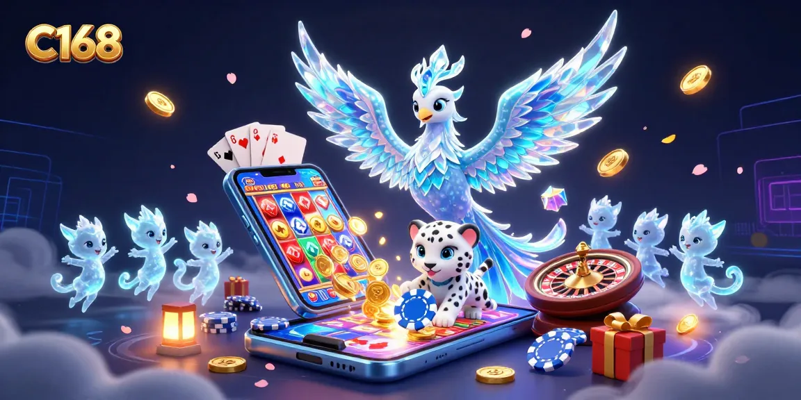 Play thrilling games at C168 with an enchanting ice phoenix, showcasing prosperity and excitement.