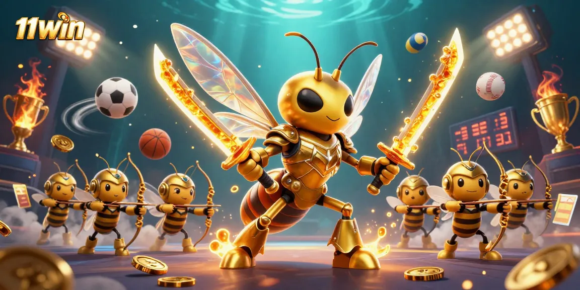 Engage in thrilling gameplay with 11WIN's dynamic sports betting scene featuring vibrant characters and action.