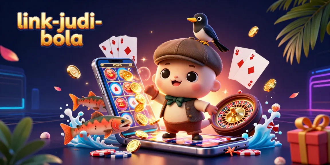 Engage with link-judi-bola through an exciting 3D illustration depicting fun gambling elements.