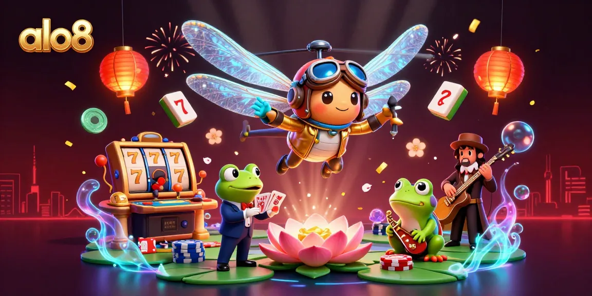 Experience thrilling excitement at alo8 with a dragonfly pilot, frog croupier, and musical entertainment.